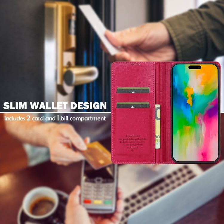 For iPhone 16 Plus LC.IMEEKE L1 Series Frosted Fine Texture PU Phone Case(Red) - iPhone 16 Plus Cases by LC.IMEEKE | Online Shopping South Africa | PMC TechLife | Buy Now Pay Later Mobicred