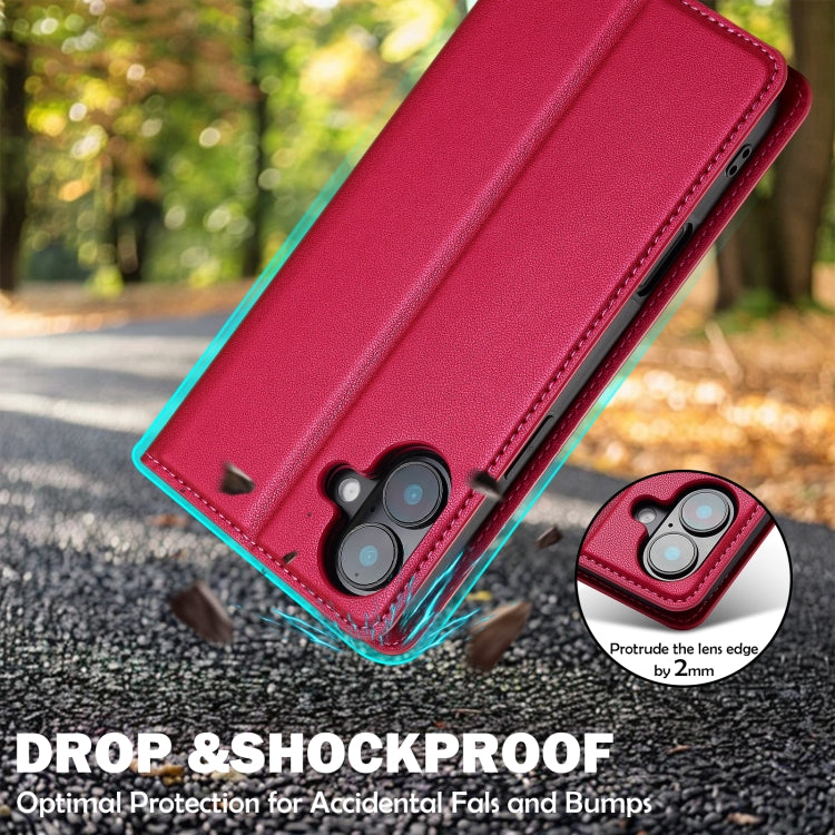 For iPhone 16 Plus LC.IMEEKE L1 Series Frosted Fine Texture PU Phone Case(Red) - iPhone 16 Plus Cases by LC.IMEEKE | Online Shopping South Africa | PMC TechLife | Buy Now Pay Later Mobicred
