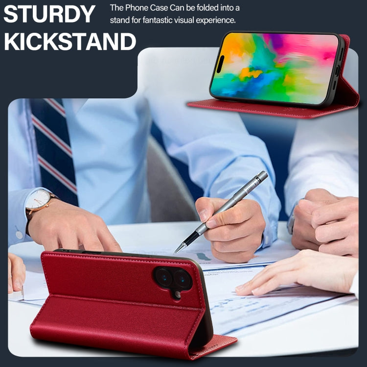 For iPhone 16 LC.IMEEKE L1 Series Frosted Fine Texture PU Phone Case(Red) - iPhone 16 Cases by LC.IMEEKE | Online Shopping South Africa | PMC Jewellery | Buy Now Pay Later Mobicred