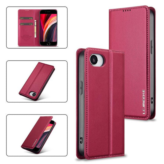 For iPhone 16e LC.IMEEKE L1 Series Frosted Fine Texture PU Phone Case(Red) - iPhone 16e Cases by LC.IMEEKE | Online Shopping South Africa | PMC Jewellery | Buy Now Pay Later Mobicred