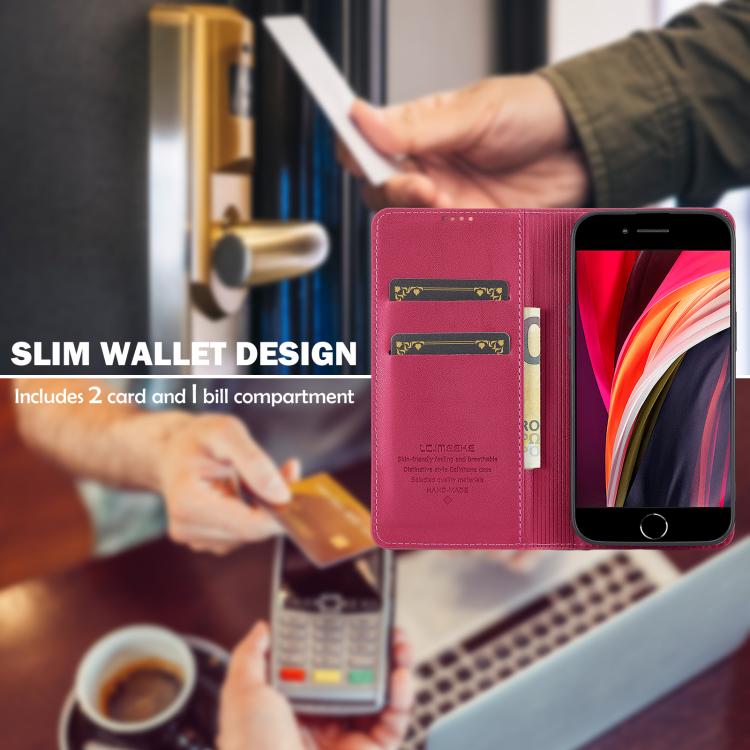 For iPhone 16e LC.IMEEKE L1 Series Frosted Fine Texture PU Phone Case(Red) - iPhone 16e Cases by LC.IMEEKE | Online Shopping South Africa | PMC TechLife | Buy Now Pay Later Mobicred
