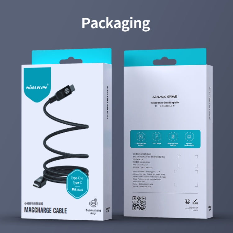 NILLKIN 100W USB-C/Type-C to USB-C/Type-C Small Magnetic Coil Fast Charging Data Cable, Length: 1m(Black) - USB-C & Type-C Cable by NILLKIN | Online Shopping South Africa | PMC Jewellery | Buy Now Pay Later Mobicred