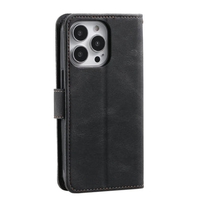 For iPhone 16 Pro Max Nail Skin Feel Stitching Calf Texture Leather Phone Case(Black) - iPhone 16 Pro Max Cases by PMC Jewellery | Online Shopping South Africa | PMC Jewellery | Buy Now Pay Later Mobicred