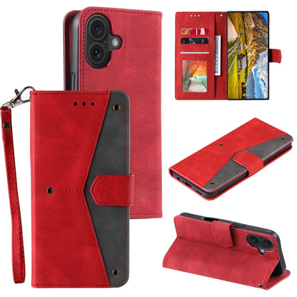 For iPhone 16 Nail Skin Feel Stitching Calf Texture Leather Phone Case(Red) - iPhone 16 Cases by PMC Jewellery | Online Shopping South Africa | PMC Jewellery | Buy Now Pay Later Mobicred