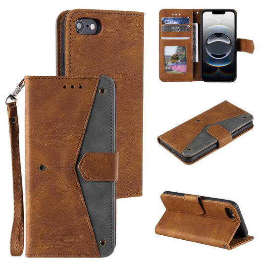 For iPhone 16e Nail Skin Feel Stitching Calf Texture Leather Phone Case(Brown) - iPhone 16e Cases by PMC Jewellery | Online Shopping South Africa | PMC Jewellery | Buy Now Pay Later Mobicred