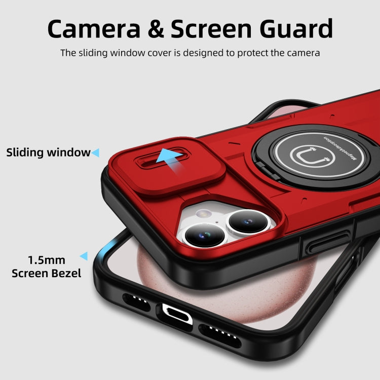 For iPhone 16 Plus Sliding Camshield TPU Hybrid PC Magnetic Holder Phone Case(Red) - iPhone 16 Plus Cases by PMC Jewellery | Online Shopping South Africa | PMC Jewellery | Buy Now Pay Later Mobicred