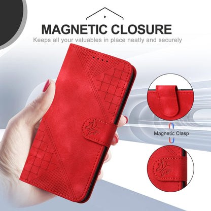 For iPhone 16 Pro YX0080 Grid Butterfly Embossed Pattern Flip Leather Phone Case with Lanyard(Red) - iPhone 16 Pro Cases by PMC Jewellery | Online Shopping South Africa | PMC Jewellery | Buy Now Pay Later Mobicred