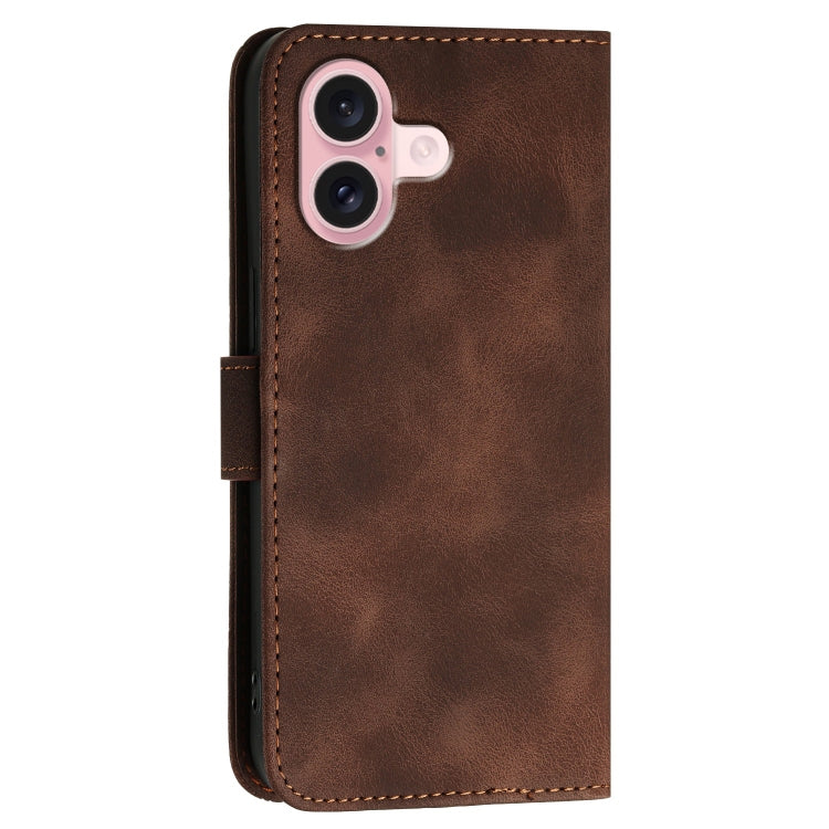 For iPhone 16 YX0080 Grid Butterfly Embossed Pattern Flip Leather Phone Case with Lanyard(Coffee) - iPhone 16 Cases by PMC Jewellery | Online Shopping South Africa | PMC Jewellery | Buy Now Pay Later Mobicred