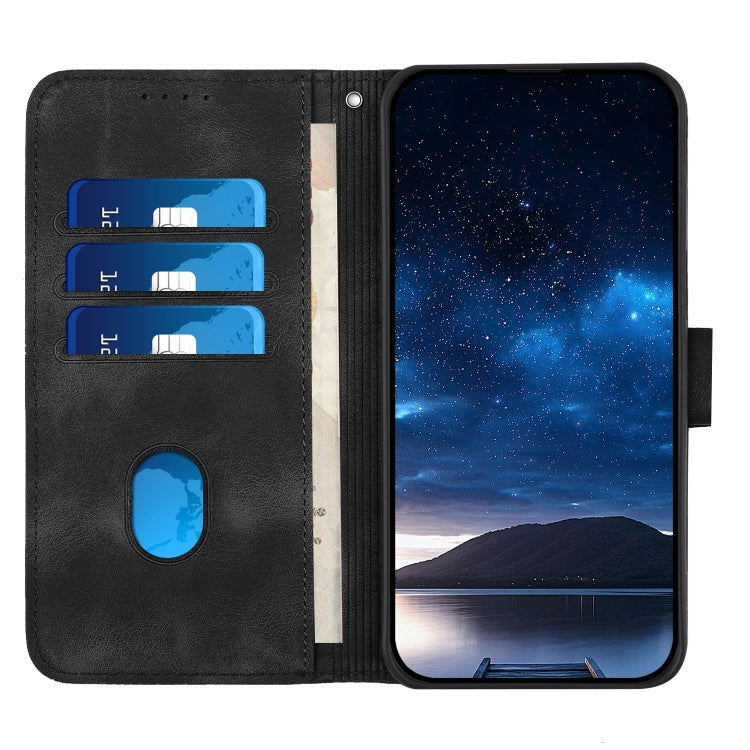 For iPhone 16e YX0080 Grid Butterfly Embossed Pattern Flip Leather Phone Case with Lanyard(Black) - iPhone 16e Cases by PMC TechLife | Online Shopping South Africa | PMC TechLife | Buy Now Pay Later Mobicred