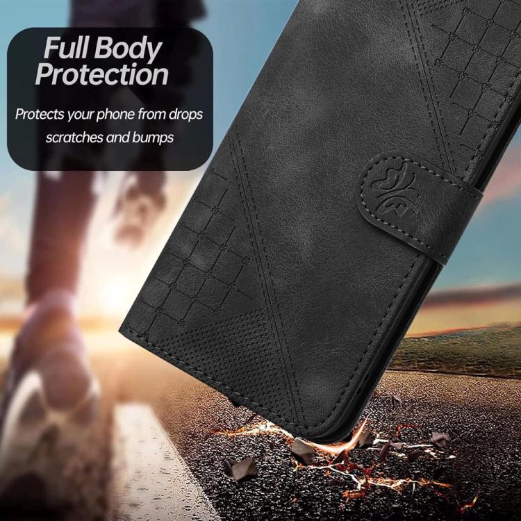 For iPhone 17 YX0080 Grid Butterfly Embossed Pattern Flip Leather Phone Case with Lanyard(Black) - free shipping - PMc TechLife - Order now!