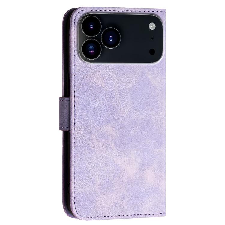 For iPhone 17 Pro YX0080 Grid Butterfly Embossed Pattern Flip Leather Phone Case with Lanyard(Light Purple) - free shipping - PMc TechLife - Order now!