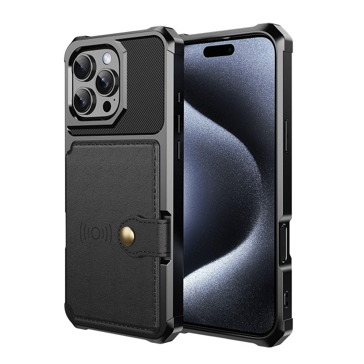 For iPhone 16 Pro Max Magnetic Wallet Card Bag Leather Phone Case(Black) - iPhone 16 Pro Max Cases by PMC Jewellery | Online Shopping South Africa | PMC Jewellery | Buy Now Pay Later Mobicred