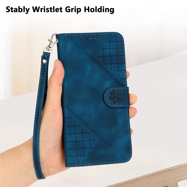 For Google Pixel 9 Pro XL YX0080 Grid Butterfly Embossed Pattern Flip Leather Phone Case with Lanyard(Dark Blue) - Google Cases by PMC TechLife | Online Shopping South Africa | PMC TechLife | Buy Now Pay Later Mobicred