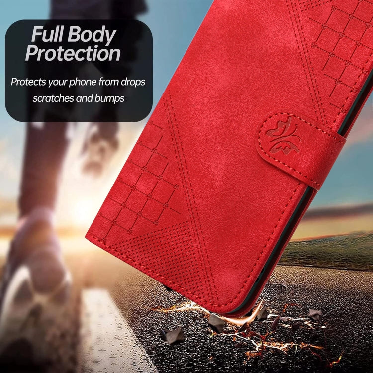 For Google Pixel 9 Pro XL YX0080 Grid Butterfly Embossed Pattern Flip Leather Phone Case with Lanyard(Red) - Google Cases by PMC TechLife | Online Shopping South Africa | PMC TechLife | Buy Now Pay Later Mobicred