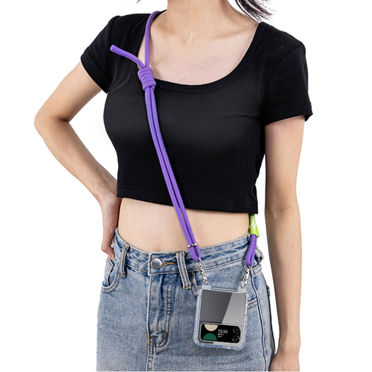 For Samsung Galaxy Z Flip4 GKK Airbag Hinge Full Coverage Phone Case with Crossbody Rope(Purple) - Galaxy Z Flip4 5G Cases by GKK | Online Shopping South Africa | PMC Jewellery | Buy Now Pay Later Mobicred