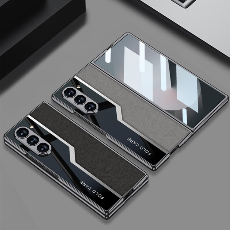 For Samsung Galaxy Z Fold6 GKK Integrated Plating TPU + Leather Supercar Full Coverage Phone Case(Grey) - Galaxy Z Fold6 5G Cases by GKK | Online Shopping South Africa | PMC Jewellery | Buy Now Pay Later Mobicred