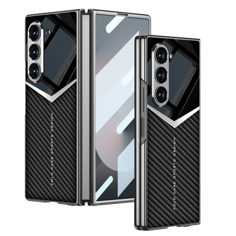 For Samsung Galaxy Z Fold6 GKK Integrated Plating Leather Knight Full Coverage Phone Case(Carbon Fibre) - Galaxy Z Fold6 5G Cases by GKK | Online Shopping South Africa | PMC Jewellery | Buy Now Pay Later Mobicred