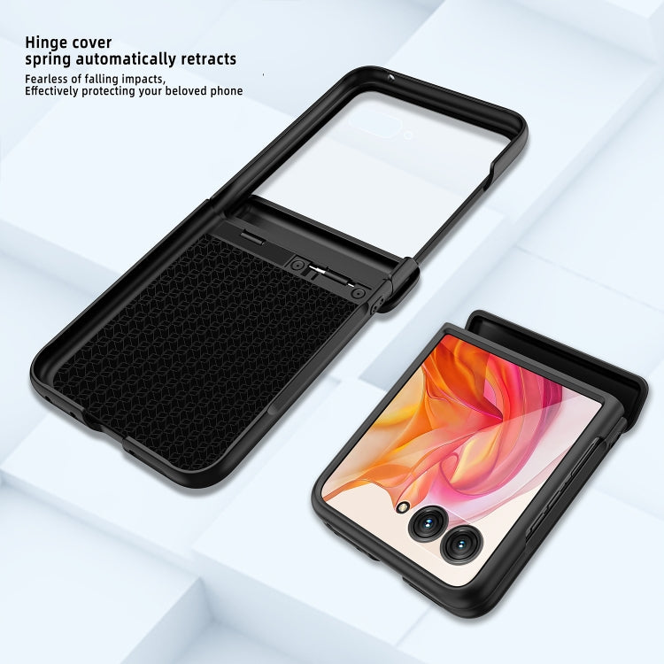 For Motorola Razr 50 Ultra Integrated Fold Hinge Grid Texture Phone Case(Black) - Motorola Cases by PMC TechLife | Online Shopping South Africa | PMC TechLife | Buy Now Pay Later Mobicred