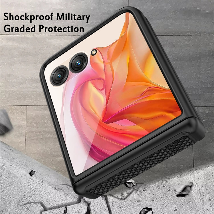 For Motorola Razr 50 Ultra Integrated Fold Hinge Grid Texture Phone Case(Black) - Motorola Cases by PMC TechLife | Online Shopping South Africa | PMC TechLife | Buy Now Pay Later Mobicred