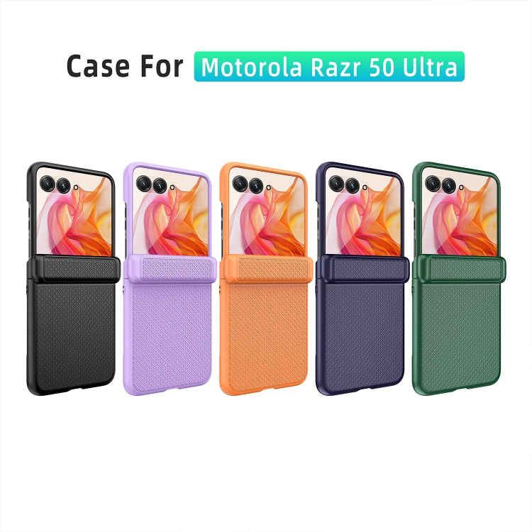 For Motorola Razr 50 Ultra Integrated Fold Hinge Grid Texture Phone Case(Orange) - Motorola Cases by PMC TechLife | Online Shopping South Africa | PMC TechLife | Buy Now Pay Later Mobicred