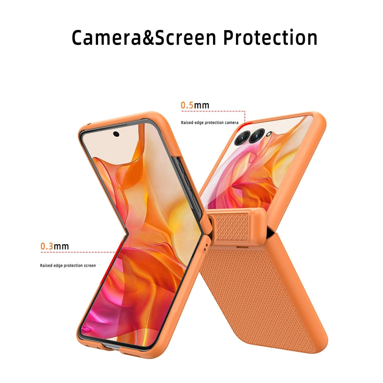 For Motorola Razr 50 Ultra Integrated Fold Hinge Grid Texture Phone Case(Orange) - Motorola Cases by PMC TechLife | Online Shopping South Africa | PMC TechLife | Buy Now Pay Later Mobicred