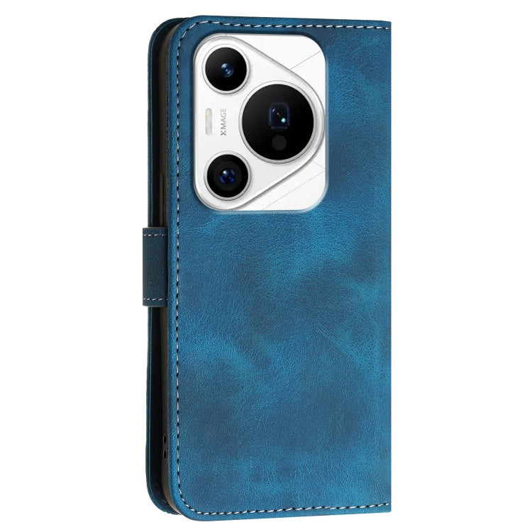 For Huawei Pura 70 Pro / 70 Pro+ YX0080 Grid Butterfly Embossed Pattern Flip Leather Phone Case with Lanyard(Dark Blue) - Huawei Cases by PMC Jewellery | Online Shopping South Africa | PMC Jewellery | Buy Now Pay Later Mobicred