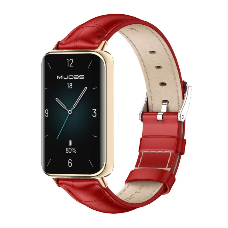 For Honor Band 10 / 9 MIJOBS Cowhide Leather Watch Band(Bamboo Red Rose Gold) - free shipping - PMc TechLife - Order now!