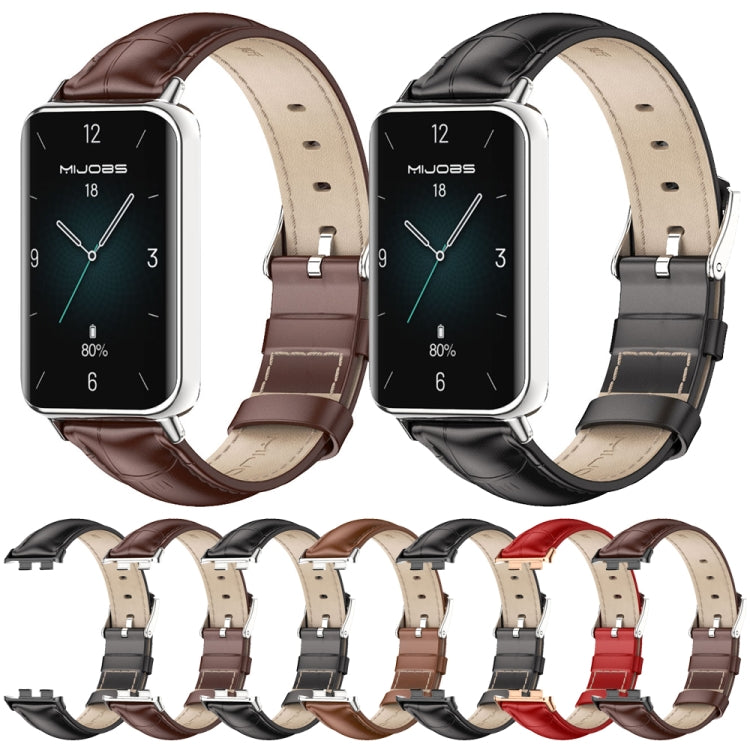 For Honor Band 10 / 9 MIJOBS Cowhide Leather Watch Band(Black Silver) - free shipping - PMc TechLife - Order now!