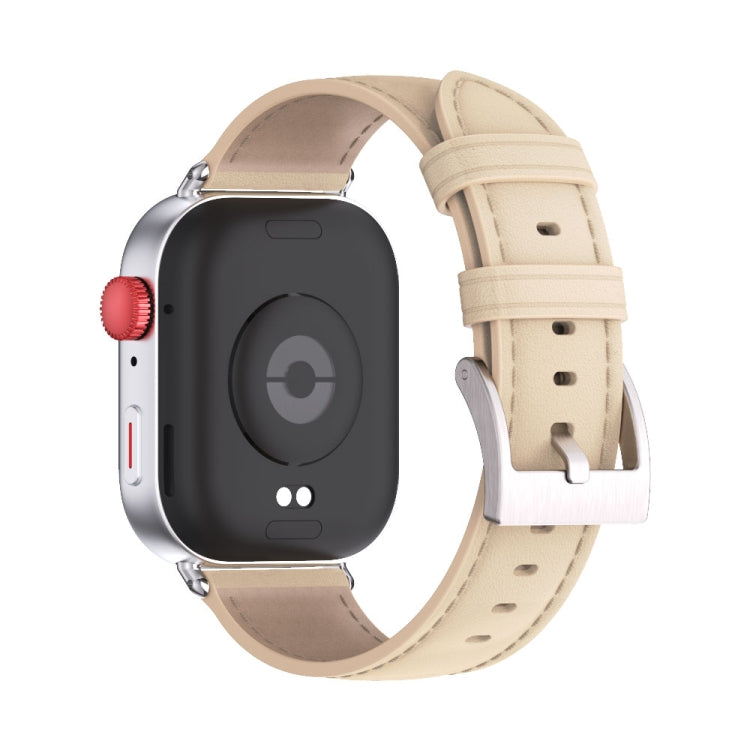 For Huawei Watch Fit3 MIJOBS Genuine Leather Watch Band(Beige Silver) - free shipping - PMc TechLife - Order now!
