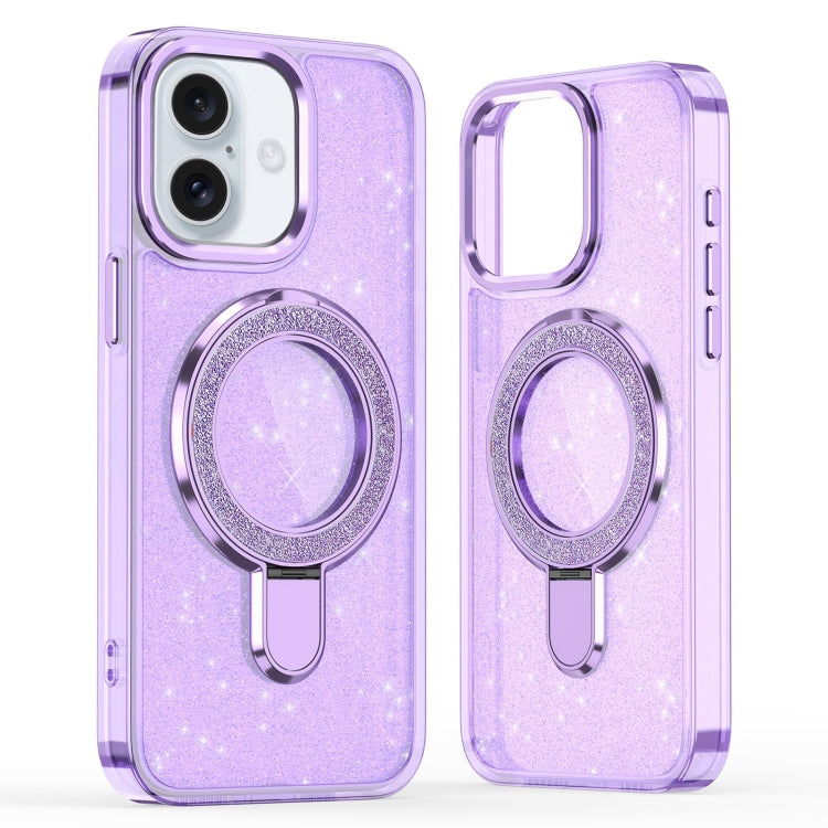 For iPhone 16 Glitter Ring Holder MagSafe Phone Case(Purple) - free shipping - PMC TechLife - Order now!