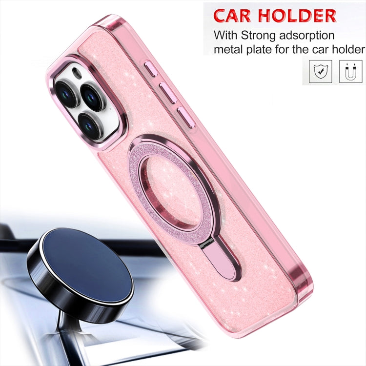 For iPhone 16 Pro Glitter Ring Holder MagSafe Phone Case(Purple) - iPhone 16 Pro Cases by PMC TechLife | Online Shopping South Africa | PMC TechLife | Buy Now Pay Later Mobicred