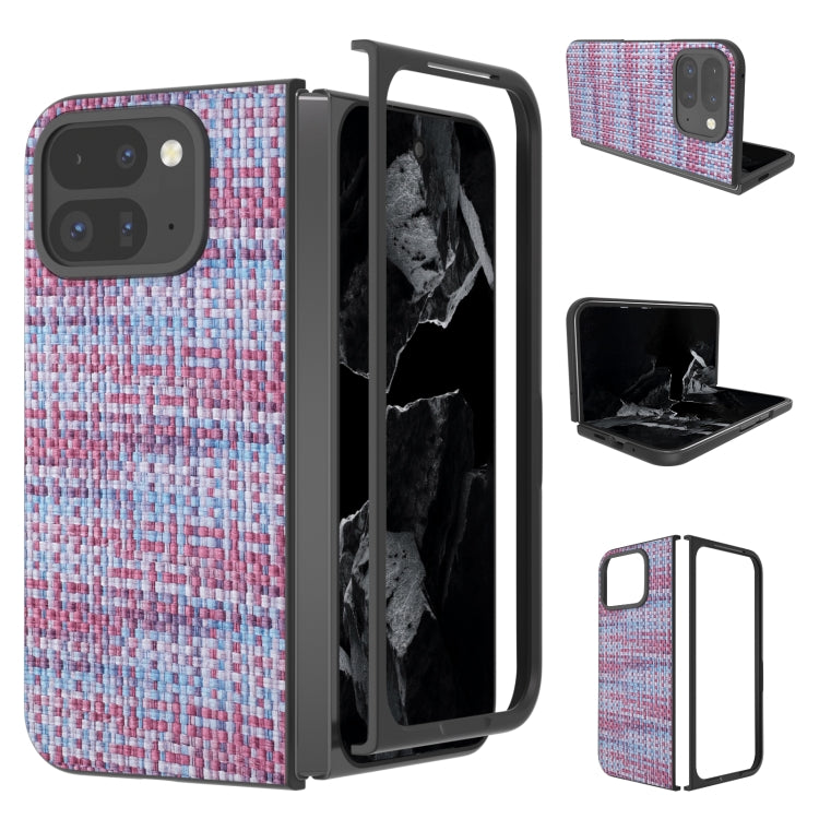 For Google Pixel 9 Pro Fold Black Frame Color Lattice Texture PU Phone Case(Purple) - Google Cases by PMC Jewellery | Online Shopping South Africa | PMC Jewellery | Buy Now Pay Later Mobicred