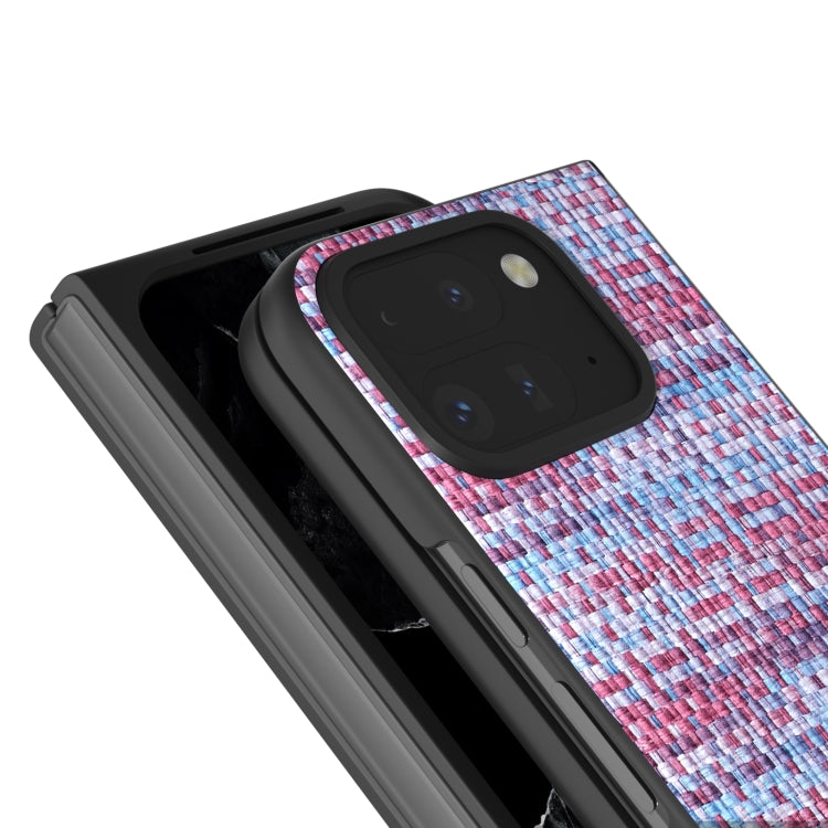 For Google Pixel 9 Pro Fold Black Frame Color Lattice Texture PU Phone Case(Purple) - Google Cases by PMC Jewellery | Online Shopping South Africa | PMC Jewellery | Buy Now Pay Later Mobicred