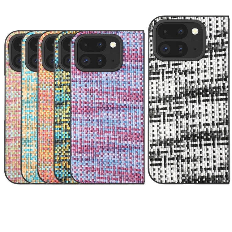 For Google Pixel 9 Pro Fold Black Frame Color Lattice Texture PU Phone Case(Purple) - Google Cases by PMC Jewellery | Online Shopping South Africa | PMC Jewellery | Buy Now Pay Later Mobicred