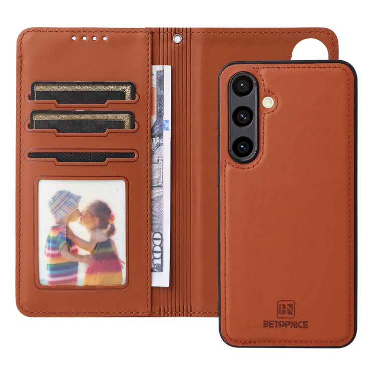 For Samsung Galaxy S24 FE 5G BETOPNICE BN-005 2 in 1 Detachable Imitate Genuine Leather Phone Case(Brown) - Galaxy S24 FE 5G Cases by BETOPNICE | Online Shopping South Africa | PMC Jewellery | Buy Now Pay Later Mobicred