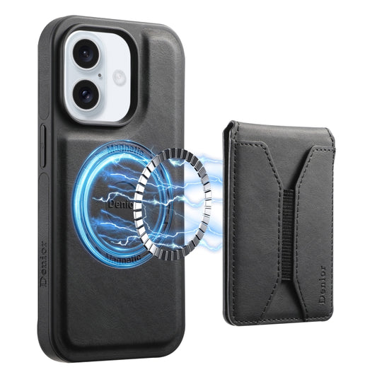 For iPhone 16 Denior D17 Skin Feel MagSafe Detachable Card Slot Phone Case(Black) - iPhone 16 Cases by Denior | Online Shopping South Africa | PMC Jewellery | Buy Now Pay Later Mobicred