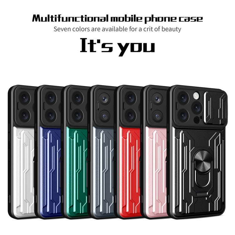 For iPhone 16 Pro Max Sliding Camshield TPU+PC Phone Case with Card Slot(Blue) - iPhone 16 Pro Max Cases by PMC TechLife | Online Shopping South Africa | PMC TechLife | Buy Now Pay Later Mobicred
