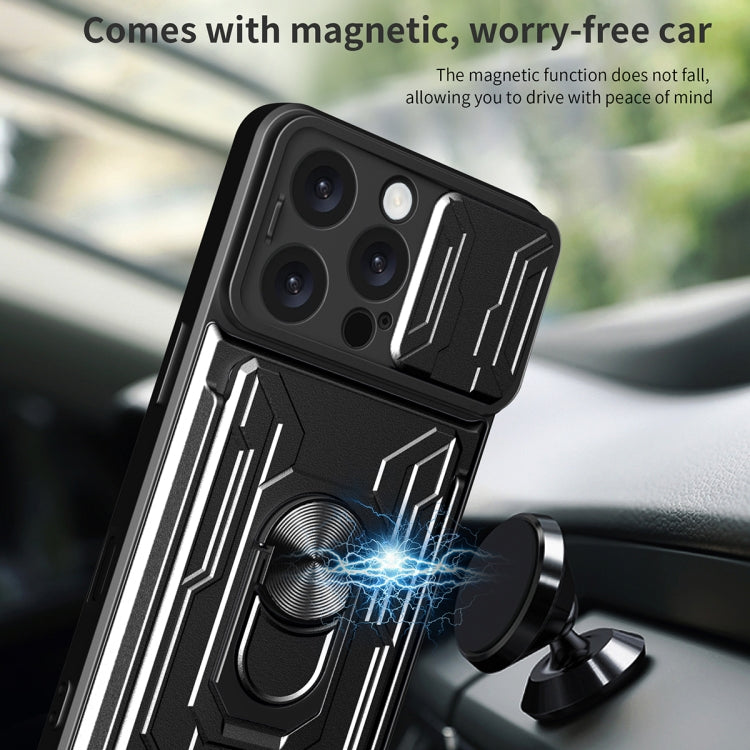 For iPhone 16 Pro Max Sliding Camshield TPU+PC Phone Case with Card Slot(Blue) - iPhone 16 Pro Max Cases by PMC TechLife | Online Shopping South Africa | PMC TechLife | Buy Now Pay Later Mobicred