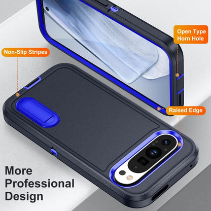 For Google Pixel 9 Pro Rugged PC + Silicone Phone Case with Holder(Dark Blue+Royal Blue) - Google Cases by PMC Jewellery | Online Shopping South Africa | PMC Jewellery | Buy Now Pay Later Mobicred