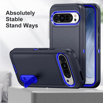 For Google Pixel 9 Pro Rugged PC + Silicone Phone Case with Holder(Dark Blue+Royal Blue) - Google Cases by PMC Jewellery | Online Shopping South Africa | PMC Jewellery | Buy Now Pay Later Mobicred