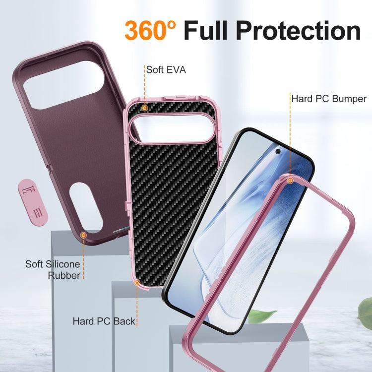 For Google Pixel 9 Pro Rugged PC + Silicone Phone Case with Holder(Purple+Pink) - Google Cases by PMC TechLife | Online Shopping South Africa | PMC TechLife | Buy Now Pay Later Mobicred
