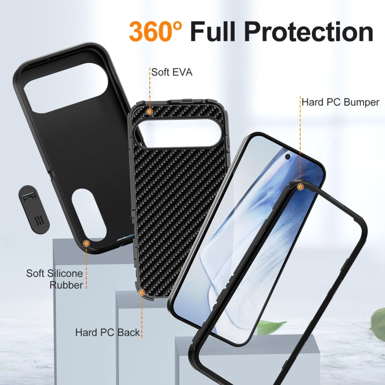 For Google Pixel 9 Rugged PC + Silicone Phone Case with Holder(Black) - Google Cases by PMC Jewellery | Online Shopping South Africa | PMC Jewellery | Buy Now Pay Later Mobicred