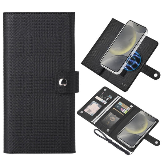 For Samsung Galaxy S24 5G ViLi GHA-C Series RFID MagSafe Magnetic Flip Leather Phone Case(Black) - Galaxy S24 5G Cases by ViLi | Online Shopping South Africa | PMC Jewellery | Buy Now Pay Later Mobicred