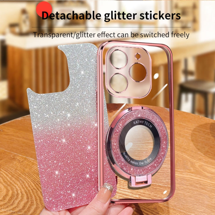 For Tecno Spark Go 2024 Plated Gradient Glitter Round Holder TPU Phone Case(Black) - Tecno Cases by PMC Jewellery | Online Shopping South Africa | PMC Jewellery | Buy Now Pay Later Mobicred
