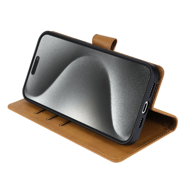 For iPhone 16e N.BEKUS CSJ-P1 Solid Color Leather Phone Case(Brown) - iPhone 16e Cases by N.BEKUS | Online Shopping South Africa | PMC TechLife | Buy Now Pay Later Mobicred