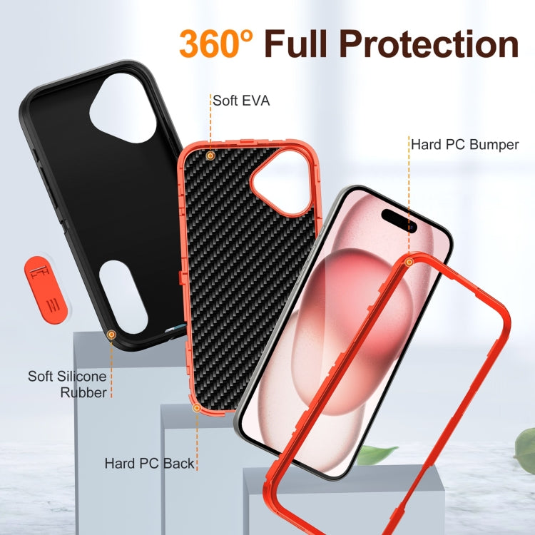 For iPhone 16 Plus Rugged PC + Silicone Phone Case with Holder(Black+Orange) - iPhone 16 Plus Cases by PMC Jewellery | Online Shopping South Africa | PMC Jewellery | Buy Now Pay Later Mobicred