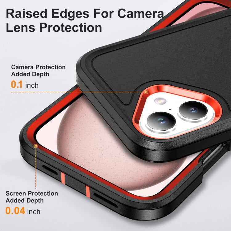 For iPhone 16 Plus Rugged PC + Silicone Phone Case with Holder(Black+Orange) - iPhone 16 Plus Cases by PMC TechLife | Online Shopping South Africa | PMC TechLife | Buy Now Pay Later Mobicred