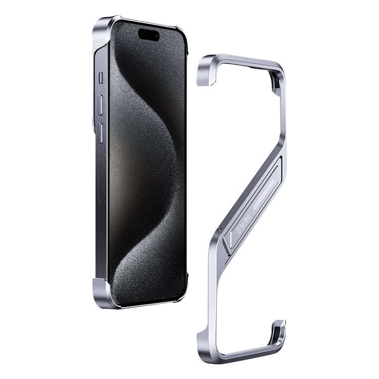 For iPhone 15 Pro S-shaped Stand Frameless Metal Phone Case(Silver) - iPhone 15 Pro Cases by PMC Jewellery | Online Shopping South Africa | PMC Jewellery | Buy Now Pay Later Mobicred