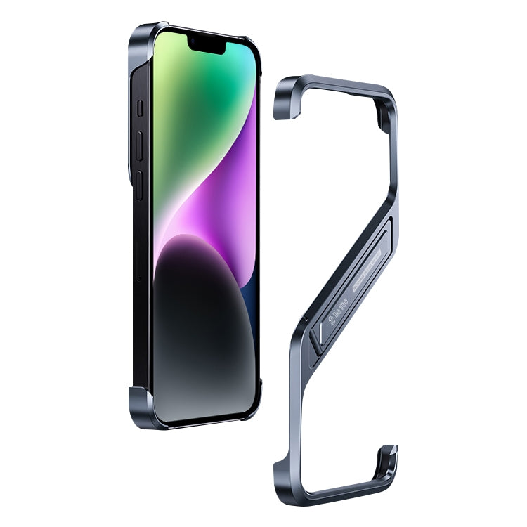 For iPhone 14 S-shaped Stand Frameless Metal Phone Case(Grey) - iPhone 14 Cases by PMC Jewellery | Online Shopping South Africa | PMC Jewellery | Buy Now Pay Later Mobicred