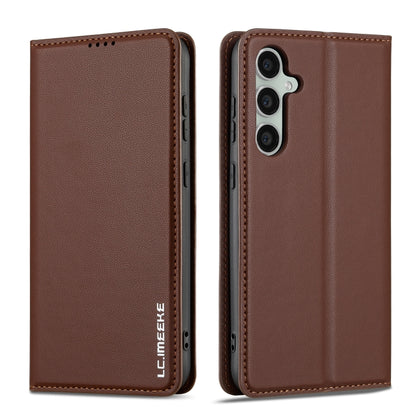 For Samsung Galaxy S24+ 5G LC.IMEEKE L1 Series Frosted Fine Texture PU Phone Case(Brown) - Galaxy S24+ 5G Cases by LC.IMEEKE | Online Shopping South Africa | PMC Jewellery | Buy Now Pay Later Mobicred